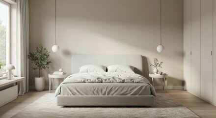 Minimalist bedroom with neutral tones