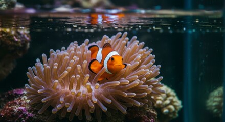 Clownfish nestled in vibrant anemone