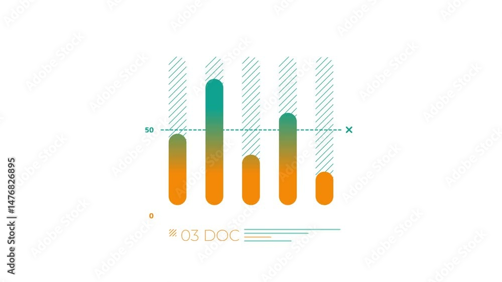Poster animated element of business infographic - bar chart with 5 columns