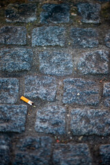 Discarded Cigarette on Pavement