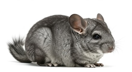 Fototapeta premium Relaxed Chinchilla on White Background