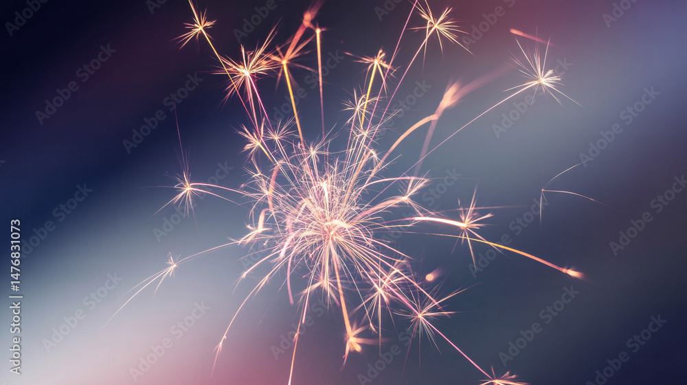 Poster close-up of new year s eve fireworks sparkles isolated on a gradient background