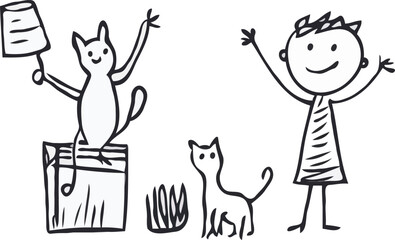 hand drawn stick man vector art