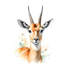 Fototapeta premium Gazelle illustration watercolor with transparent background.
