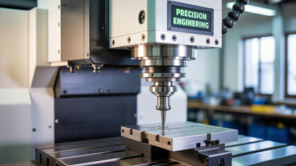 CNC metalworking machine High-tech machining concept