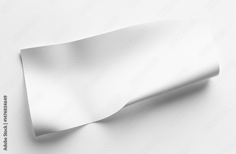 Aufkleber textured white paper sheet curled on a clean background for creative design and layout use in variou