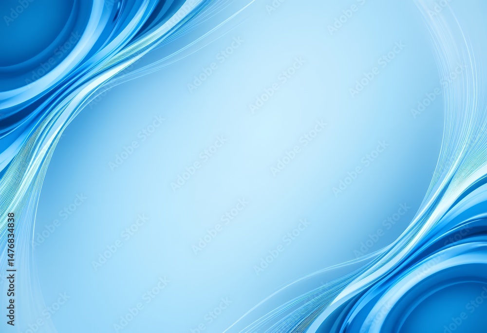 Poster dynamic blue waved abstraction: serene and modern background with motion