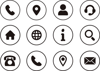 Collection of contact icons in circular frames