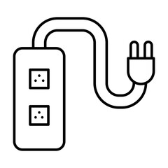 Extension Cable Vector Line Icon Design