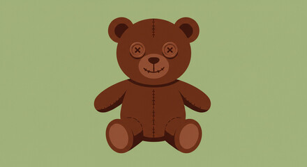 Obraz premium Simple Brown Teddy Bear Illustration 