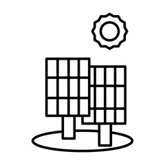 Solar Panel Vector Line Icon Design