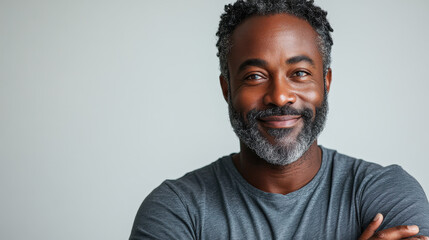 Confident Middle-Aged Black Man Smiling in Studio Portrait