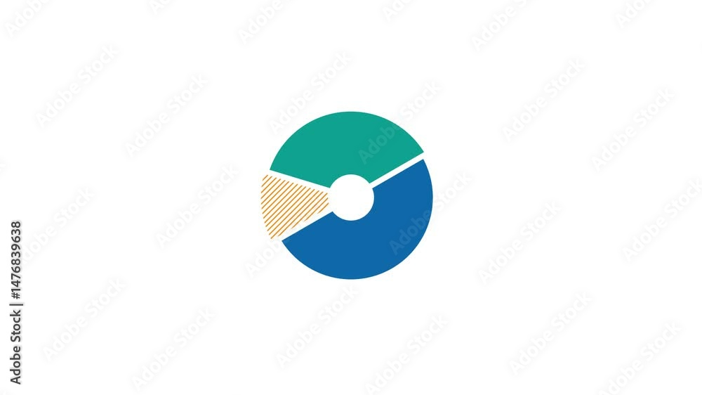 Poster animated element of business infographic - pie chart with 3 slices
