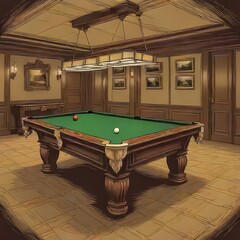billiard table with balls
