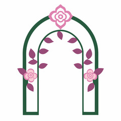 Wedding floral arch frame window icon on white background.
