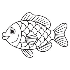 Minimalist Fish – Ocean Line Art Coloring Page