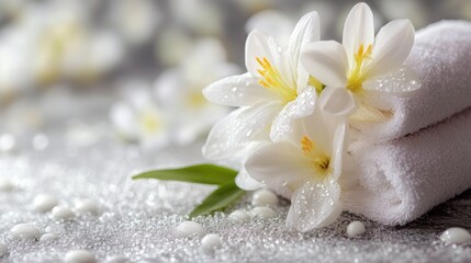 Tuberose Flower with Zen Spa Background. Zen Spa Treatment Banner. Closeup Tuberose Flower Photography.