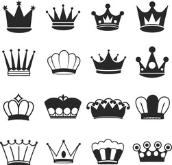 Crown icon set. Royal Crown Icon Set. Flat vector style crown icon design