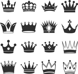 Crown icon set. Royal Crown Icon Set. Flat vector style crown icon design