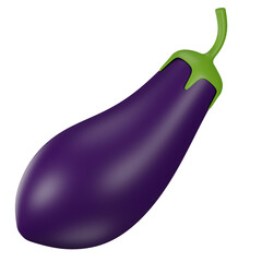 3d Realistic Eggplant Icon Illustration
