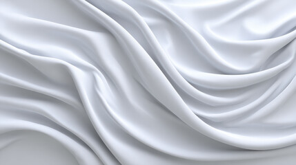 Obraz premium The smooth, white fabric elegantly drapes and folds, creating a soft and luxurious texture with gentle curves and subtle shadows, radiating purity and elegance.