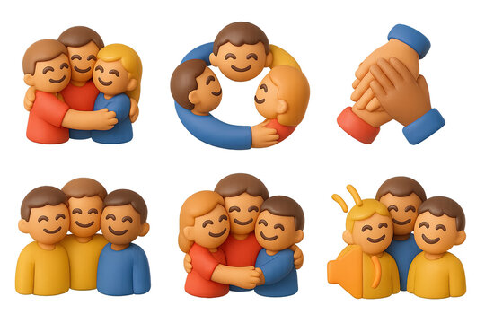 Family and friends 3d icons set – isometric, filled, love and bonding symbols