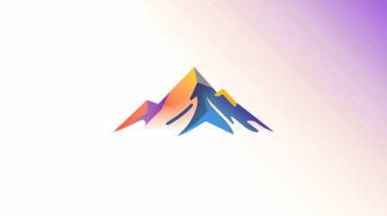 Smooth gradient transition geometric logo of a stylized mountain on a white isolated background, clean lines, balanced composition, seamless color blending, vibrant hues.jpg