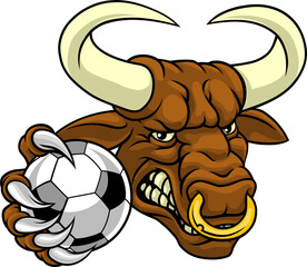 Bull Minotaur Longhorn Cow Soccer Mascot Cartoon