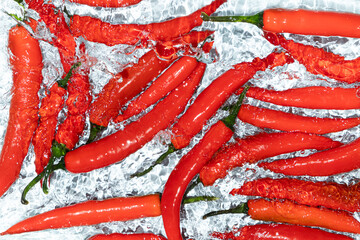 Minimalist Food Art with Red Chilies and Water