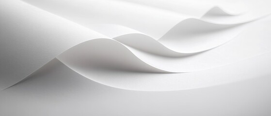 Abstract folds of white paper.  Smooth, flowing curves of pristine white paper create an elegant and minimalist design. 