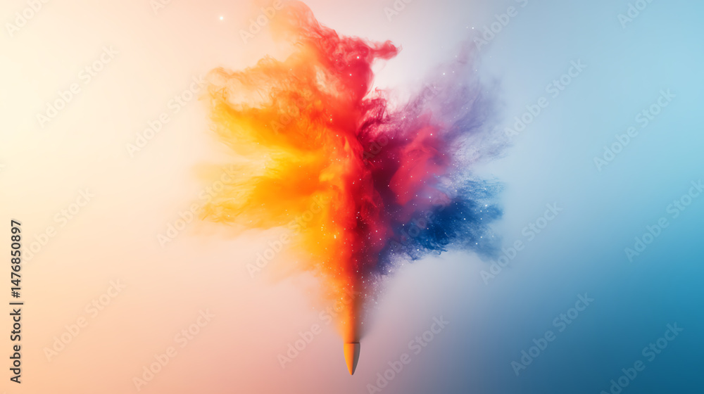 Fototapete A vibrant explosion of color swirls in the air, creating an artistic display that evokes creativity and inspiration.