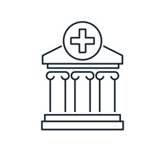Medical bank.Vector linear icon illustration isolated on white background.