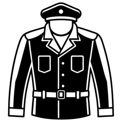 Simple Black Police Uniform Silhouette on White Background