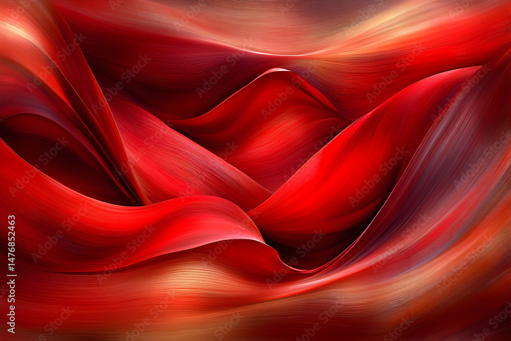 Poster abstract red flowing forms