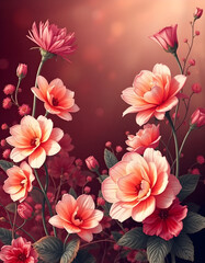 Pink and peach-colored flowers
