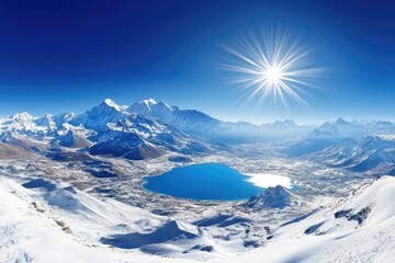 High-altitude alpine lake panorama