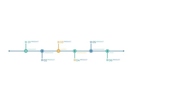 Animated element of business infographic - six-step horizontal timeline