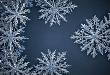 Intricate blue and silver snowflake border, ideal for winter themed projects ,  art,  sparkle,  season