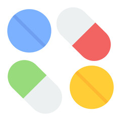Pills icon vector image. Can be used for Nursing Home.