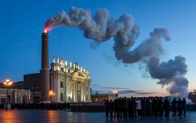 White smoke from the chapel chimney signals the election of a new pope
