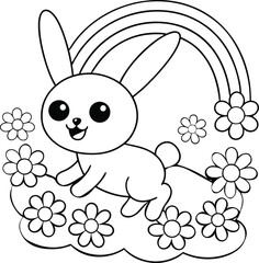 Playful Bunny Enjoying the Green Meadow coloring pages