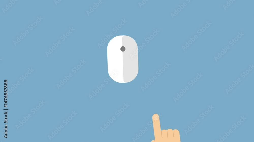 Aufkleber illustrative graphic of hand operating computer mouse on blue background