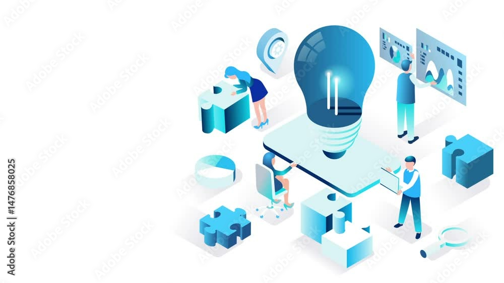 Aufkleber innovative teamwork and problem solving in a modern office setting