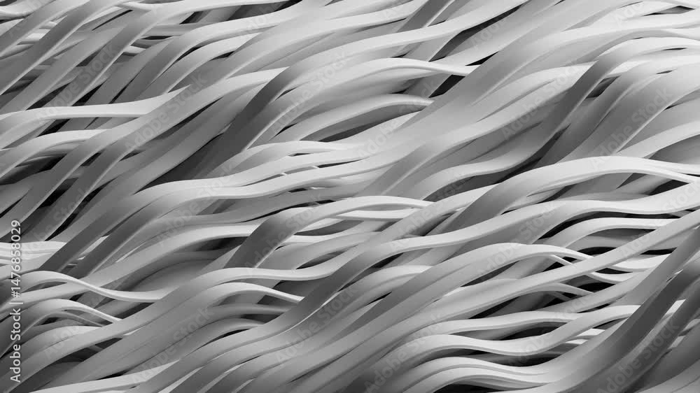 Poster seamless looping 3d render abstract wave animation in white color