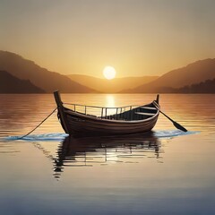 fishing boat at sunset