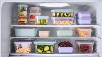 Organized Refrigerator: Healthy Meal Prep Containers