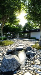 Obraz premium Tranquil garden pathway