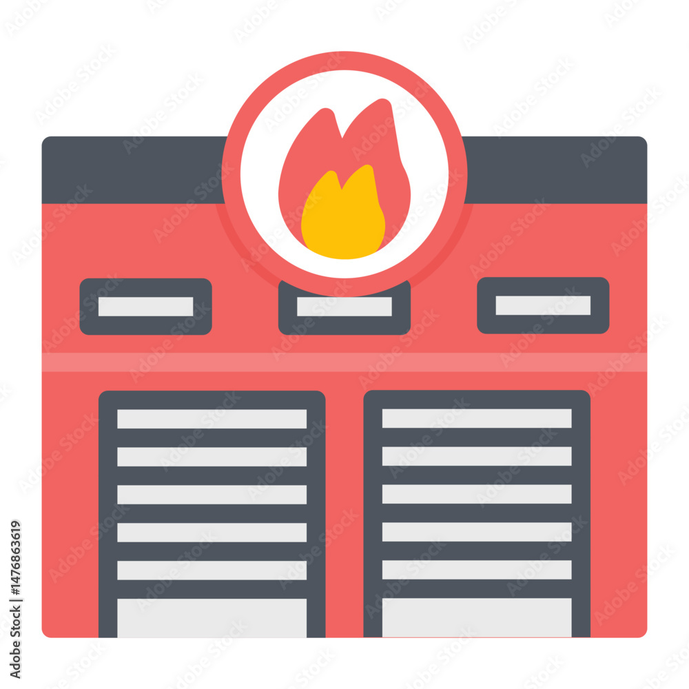 Poster fire station icon vector image. can be used for public utilities.