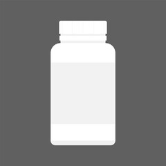 White medicine bottle on gray background. Minimalist vector illustration