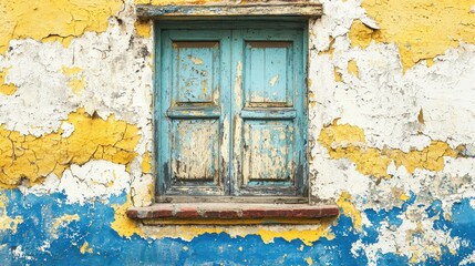 Naklejka premium A cracked wall with peeling paint